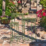 Zaer Ltd. International Set of 3 Square Metal Plant Stand Tables in Antique Green "Copenhagen 1843"" ZR220735-GR View 6