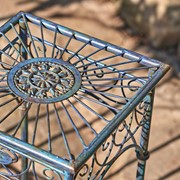 Zaer Ltd. International Set of 3 Square Metal Plant Stand Tables in Cobalt Blue "Copenhagen 1843" ZR220735-BL View 6