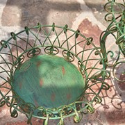 Zaer Ltd. International Set of 2 Standing Iron Plant Stands with Round Baskets in Ant. Green "Stephania" ZR220385-GR View 6