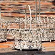 Zaer Ltd. International Set of 3 Decorative Metal Wire Garden Baskets in Antique White "Stephania" ZR220402-AW View 6