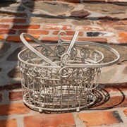 Zaer Ltd. International Set of 3 Iron Garden Baskets with Handles in Antique White "Copenhagen 1843" ZR220405-AW View 6