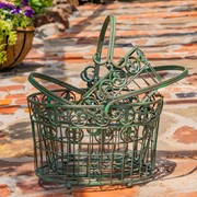 Zaer Ltd. International Set of 3 Iron Garden Baskets with Handles in Verdi Green "Copenhagen 1843" ZR220405-VG View 6