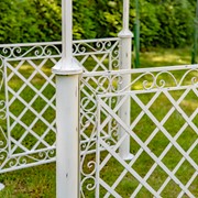 Zaer Ltd International 9.5ft T Iron Garden Arch with Embellished Trellis in Antique White "London 1820" ZR220403-AW View 6