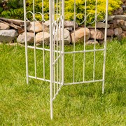 Zaer Ltd International 7.7ft Tall Three Wall Iron Trellis with Fleur-de-lis in Ant. White "Paris 1968" ZR220413-AW View 6