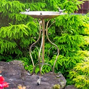 Zaer Ltd International 28.75" Tall Ornate Iron Birdbath with 3 Small Birds in Copper-Bronze "Stephania" ZR220411-CB View 6