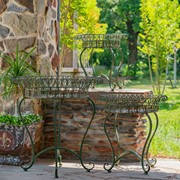 Zaer Ltd. International Set of 3 Round Iron Wire Basket Plant Stands in Antique Green "London 1820" ZR220392-GR View 6