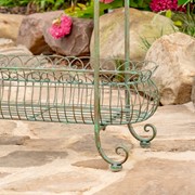 Zaer Ltd. International Pre-Order: 32.28" Tall 2-Tier Metal Oval Basket Plant Stand in Green "Stephania" ZR220663-VG View 6