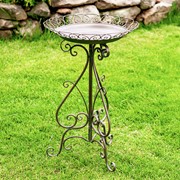 Zaer Ltd International 28" Tall Round Iron Birdbath with Folding Stand in Antique Bronze "Stephania" ZR220404-BZ View 6