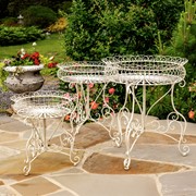 Zaer Ltd. International Set of 3 Round Plant Stands with Baskets in Antique White "Copenhagen 1843" ZR220408-AW View 6
