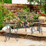 Zaer Ltd. International Set of 3 Round Plant Stands with Baskets in Blue "Copenhagen 1843" ZR220408-BL View 6