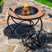 Zaer Ltd. International 25.6"D. Round Mosaic Tile Metal Fire Pit "Shenandoah" ZR803681-A View 6