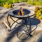 Zaer Ltd. International 25.6"D. Round Mosaic Tile Metal Fire Pit "Medora" ZR803681-C View 6