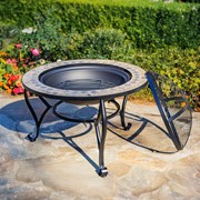 Zaer Ltd. International 32.6"D. Round Mosaic Tile Metal Fire Pit "Medora" ZR803682-C View 6