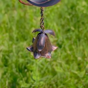 Zaer Ltd International 95" Long Antique Bronze Iron Rain Chain with Lilies & Abstract Globe Accents ZR235179 View 6