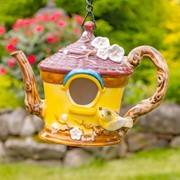 Zaer Ltd. International Set of 7 Assorted Hanging Hand Painted Porcelain Teapot Birdhouses ZR240000-SET View 6