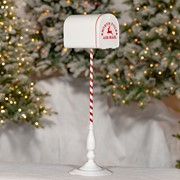Zaer Ltd International 31" Tall Antique White "North Pole" Metal Mailbox with Candy Cane Stand ZR361494-AW View 6