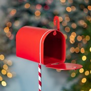 Zaer Ltd International 31" Tall Antique Red "North Pole" Metal Mailbox with Candy Cane Stand ZR361494-RD View 6