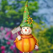 Zaer Ltd. International Pre-Order: S/3 Assorted Pumpkin Scarecrow Figurines "Tatters Stitches & Patches" ZR232358-SET View 6