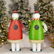 Zaer Ltd International Set of 2 Assorted 21.5" Tall Metal Snowmen Decorations with LED Light ZR234618-SET View 6