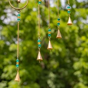 Zaer Ltd International Set of 4 Assorted Gold Diamond-Shaped Metal Wind Chimes with Beaded Accents LS016826-SET View 6