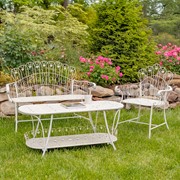 Zaer Ltd International 47.25"L. Embellished Oval Metal Garden Table with Shelf in White "Toulouse 1275" ZR194619-AW View 6