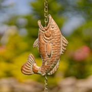 Zaer Ltd International 98.25" Long Antique Copper Iron Rain Chain with Jumping Fish ZR235229 View 6