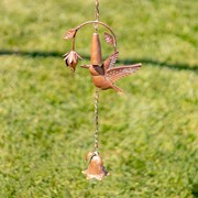 Zaer Ltd International 91" Long Antique Copper Iron Rain Chain with Hummingbirds & Flowers ZR235230 View 6