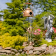 Zaer Ltd International Set of 6 Assorted Style Hanging Iron Teapot Birdhouse Wind Chimes "Darjeeling" ZR235255-SET View 6