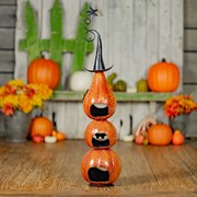 Zaer Ltd International 31" Tall Funny Metal Jack-O-Lantern Totem Tower Halloween Decoration ZR713083 View 6