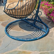 Zaer Ltd International 89" Tall One-Person Hanging Metal Egg Chair & Stand in Antique Blue "Elizabeth" ZR923470-BL View 6