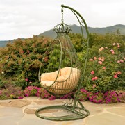 Zaer Ltd International 89" Tall One-Person Hanging Metal Egg Chair & Stand in Antique Green "Elizabeth" ZR923470-GR View 6