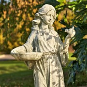 Zaer Ltd International 38" Tall Magnesium Girl Holding Bird and Bowl Garden Statue in Grey "Holly" ZR131740-GY View 6