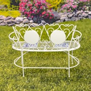 Zaer Ltd. International "Cape May" Mosaic Tile Bench with Iron Frame - White & Blue ZR850193 View 6