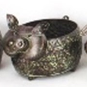 Zaer Ltd International Pre-Order: Set of 6 Assorted Animal Galvanized Flower Pots ZR162050-SET View 6