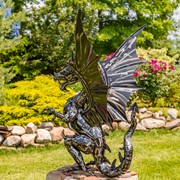 Zaer Ltd. International 44" Tall Ferocious Metal Dragon Statue Standing Upright "Tarragon" ZR240405 View 6