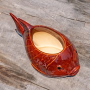 Zaer Ltd International Pre-Order: 18.5" Hand Painted Ceramic Goldfish Flower Pot "Goldie" ZR083914 View 6