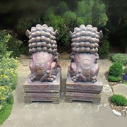 Zaer Ltd. International Pre-Order: Set of 2 Magnesium Foo Dog Statues in Antique Blue-Bronze "Gan & An" ZR617270-BBS View 6