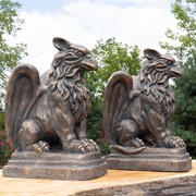 Zaer Ltd International Set of 2 Magnesium Griffin Statues in Antique Bronze "Peter & Lois" ZR619280-BZS View 6