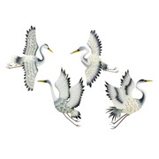 Zaer Ltd International Pre-Order: Set of 4 Asst Elegant Whooping Crane Wall Decorations "Port Aransas" ZR241200-SET View 6