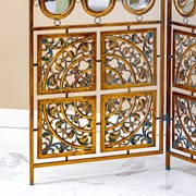 Zaer Ltd International Pre-Order:  Three Panel Decorative Folding Screen with Mirror Accents "Riordan" ZR233088 View 6