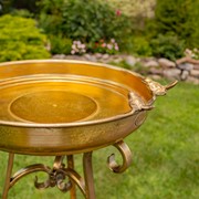 Zaer Ltd International 31.3" Tall Frosted Gold Birdbath-Feeder with Tri-Stand ZR240489-FG View 6