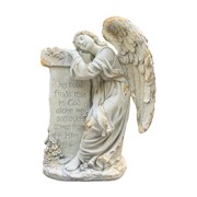 Zaer Ltd International Pre-Order: 34" Tall Mourning Angel Statue with Pedestal in Antique Grey ZR341534-GY View 6