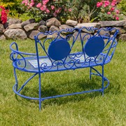 Zaer Ltd. International "Naples" Mosaic Tile Bench with Iron Frame - Teal & Gold ZR850817 View 6
