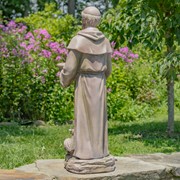 Zaer Ltd International 36" Tall Standing Saint Francis Statue & Birdbath in Antique Grey ZR540036-GY View 6