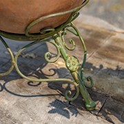 Zaer Ltd International Set of 2 Asst Rust-Colored Ceramic Globe Planters with Green Metal Tripod Stands ZR241909-RSS View 6