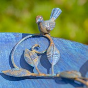 Zaer Ltd. International 23" Tall Iron Birdbath with Bird Details & Porcelain Accent in Blue "Rome 1945" ZR180891-BL View 6
