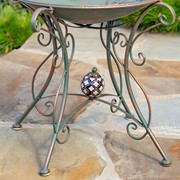 Zaer Ltd. International 23" Tall Iron Birdbath with Bird Detail & Porcelain Accent in Bronze "Rome 1945" ZR180891-BZ View 6