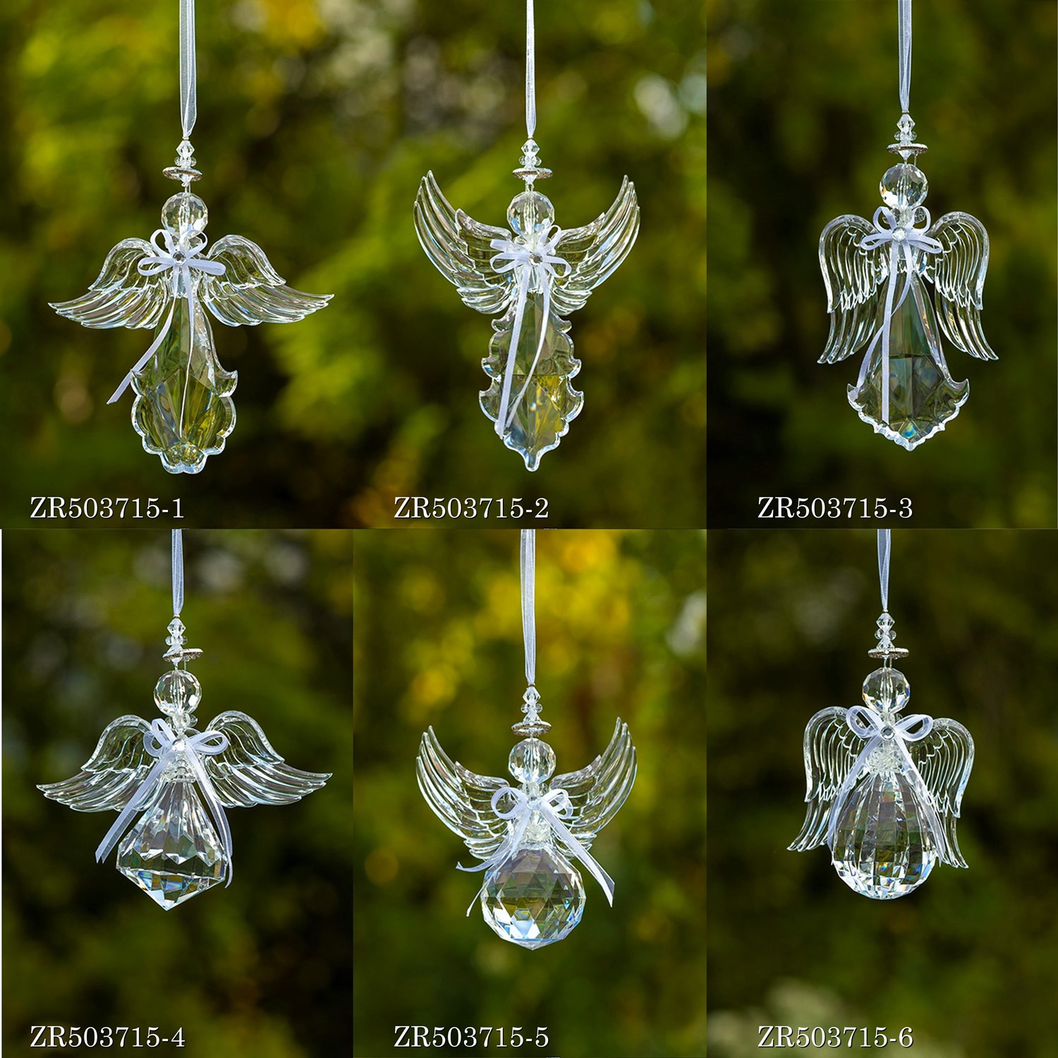 その他 angel Hanging Clear Acrylic Angel Ornaments in 6 Assorted Styles