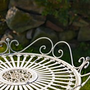 Zaer Ltd. International "Stephania" Victorian-Style Folding Iron Garden Table in Antique White ZR090519-AW View 7