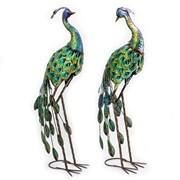 Zaer Ltd. International Pre-Order: Set of 2 41" Tall Colorful Metal Peacocks with Accents ZR140655-SET View 7
